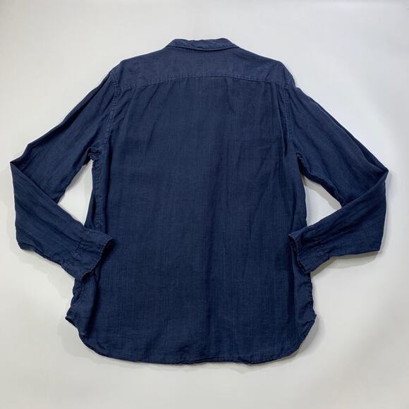 Monoprix Homme Shirt Mens XL Extra Large Navy Linen Regular Fit Long Sleeve - Picture 3 of 8